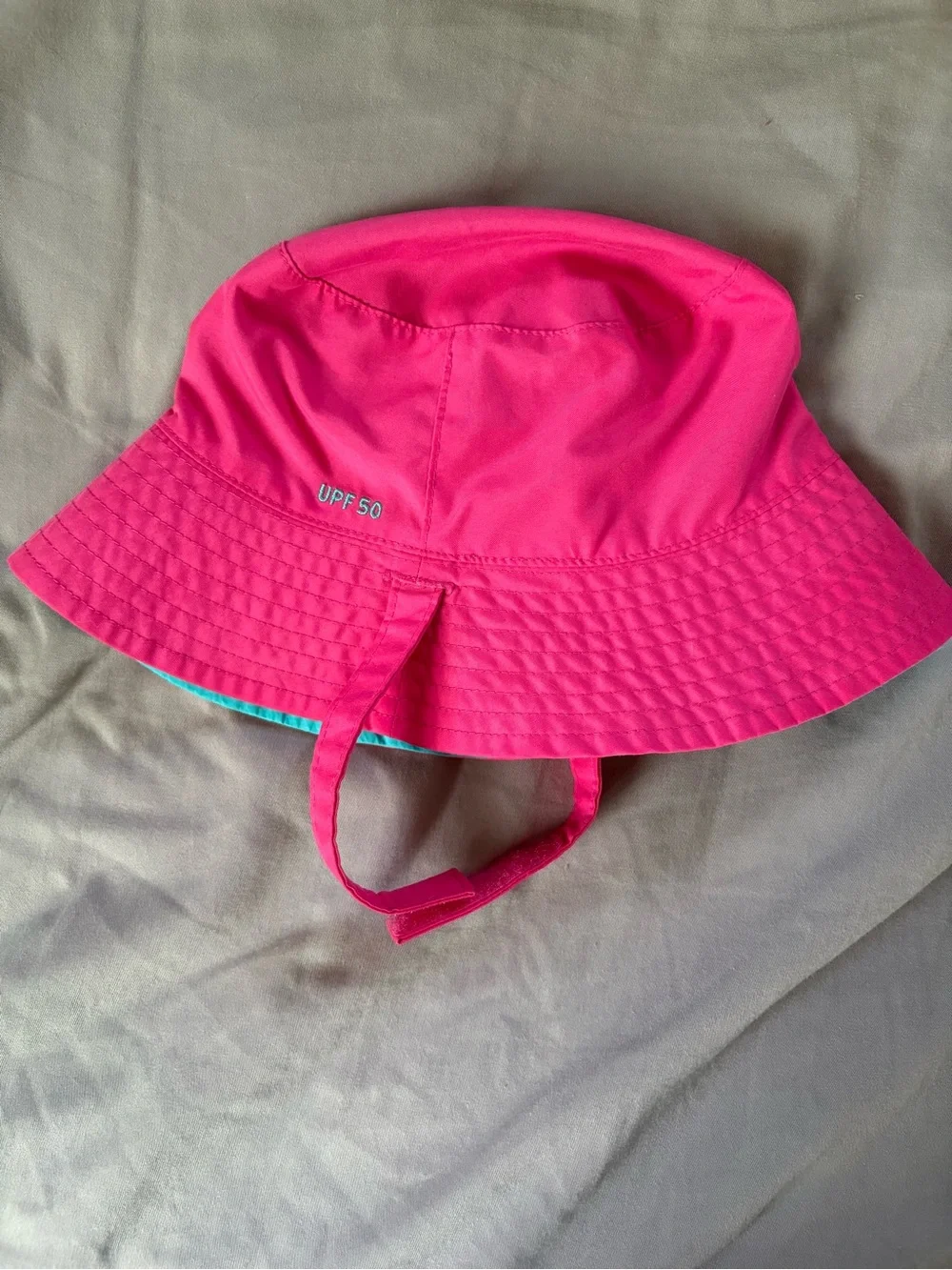 The North Face Kids Hot Pink Bucket Hat with Chin Strap